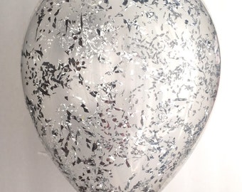 Confetti Balloons | Silver confetti filled balloons | Set of 3 | Silver Lining | FREE SHIPPING