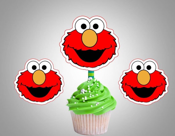 Elmo Cupcake Toppers Party Printable DIY Digital by DigiDivaShop