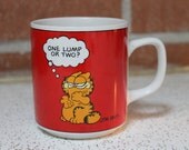 Wonderful Vintage Garfield the Cat Ceramic Coffee Mug - Jim Davis - Enesco - "One Lump or Two" - Early Garfield