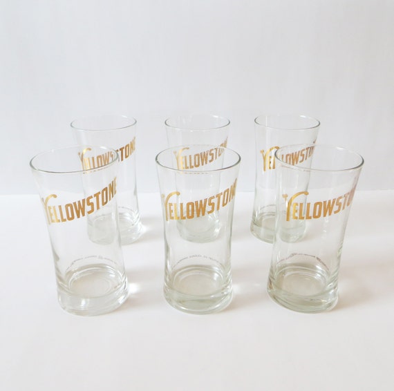 RESERVED Vintage Yellowstone Drinking Glasses Rustic cabin