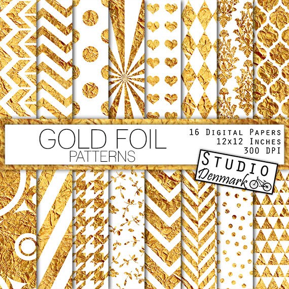 Gold Foil Patterns Gold Digital Paper Textured Gold
