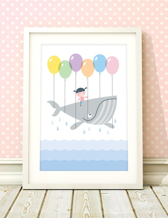 Nursery art print baby girls balloon print nursery print