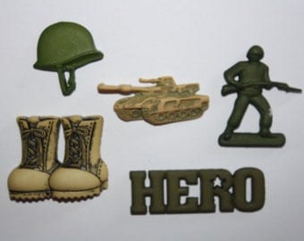 Army Silicone Mold Set Military Candy Chocolate Fondant Resin Fondant Cake Pop Mould Flexible Cake Decorating Cupcake Topper Baking Supplies