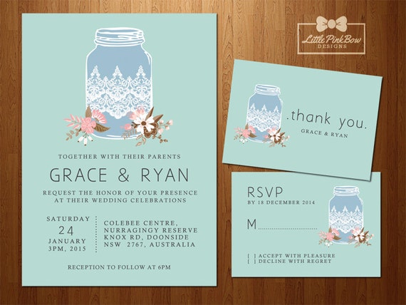 Mason Jar Wedding Invitations With Rsvp Cards 2