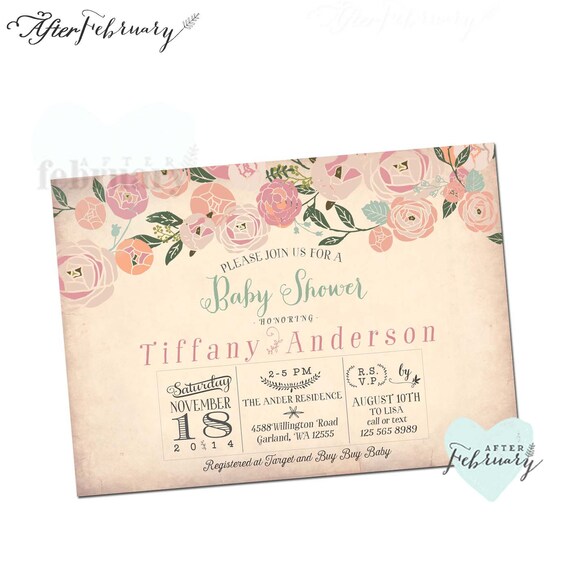 Whimsical Floral Baby Girl Shower Invitation Baby Shower