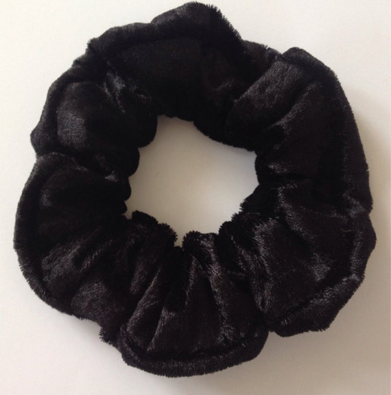 Black Crushed Velvet Hair Scrunchie by AdornedScrunchies on Etsy