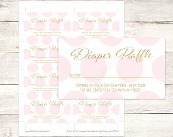 pink gold diaper raffle tickets printable baby shower DIY pink gold baby digital shower games - INSTANT DOWNLOAD