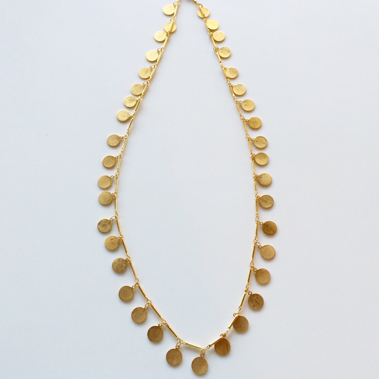 Stunning Handmade Gold Disc Charm Necklace by Bungalow9jewelry