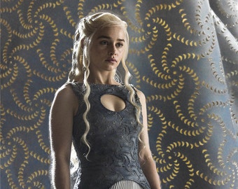 Game of Thrones Daenerys Targaryen dress fabric in Season 4, Daenerys Mereen laser cut dress fabric 1 yard