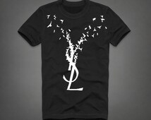Men YSL t shirt tee t-shirt screen printing on Quality American Brand shirt S-3XL 100% cotton