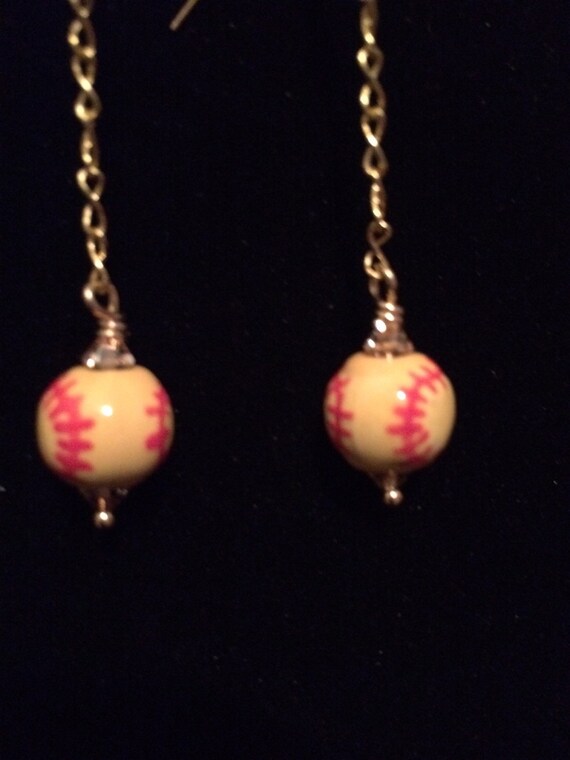 Softball earrings by MachellesCustomeCrea on Etsy