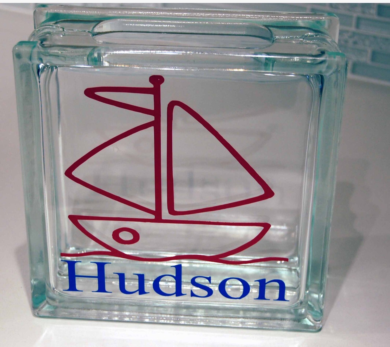 Personalized Glass Block Piggy Bank / by HuggerOrangeDesigns