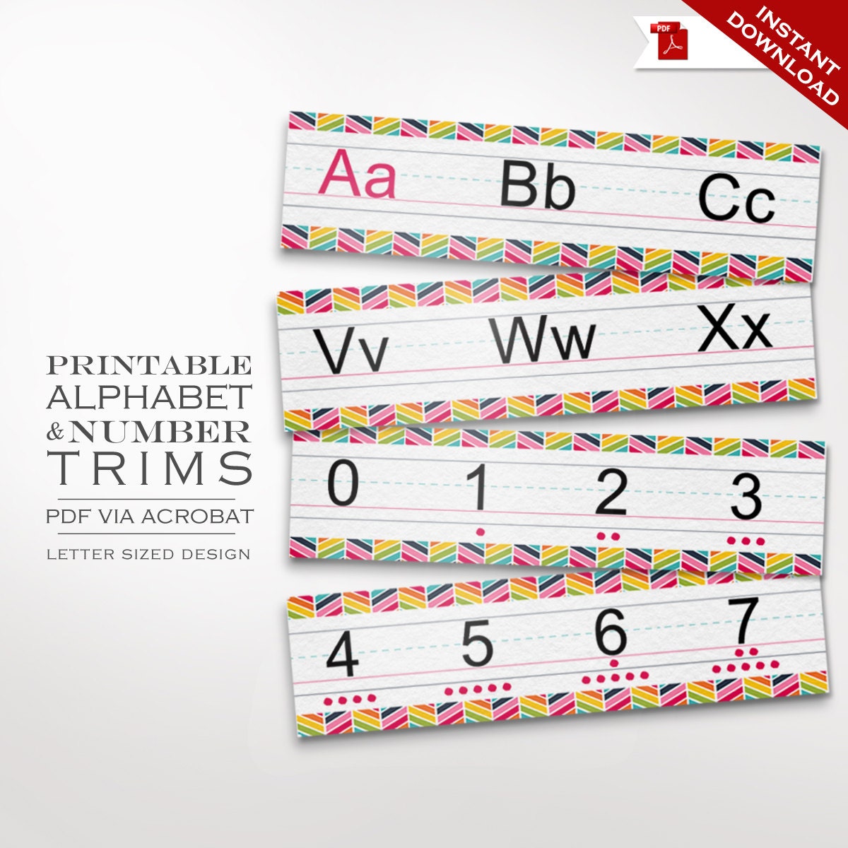 classroom decor alphabet trim printable editable numbers