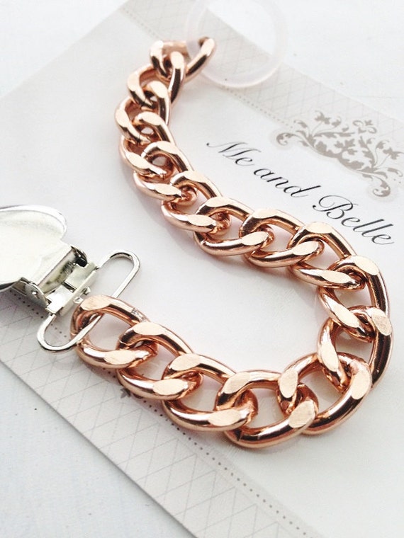 Rose gold pacifier clip pacifier chain chunky chain chain