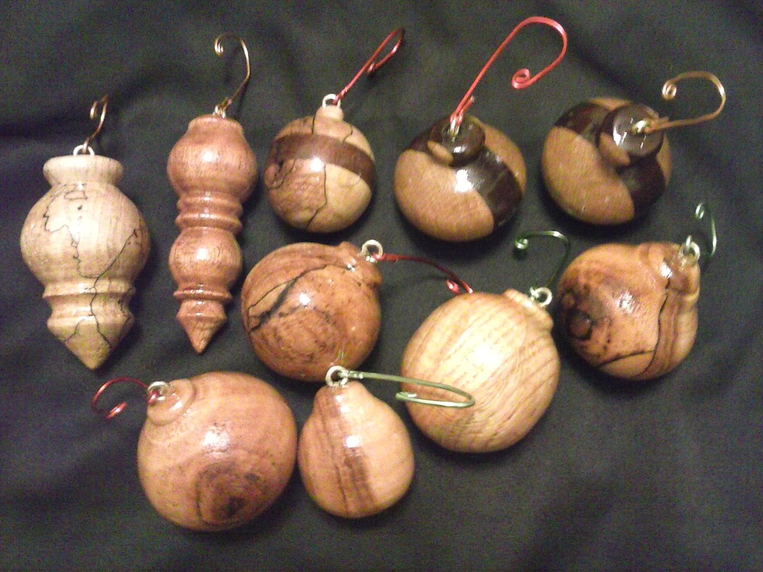 10 Turned Wood Christmas Tree Ornaments by LiebermannWoodworks