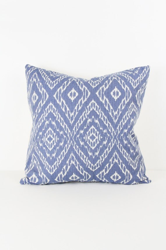 Items similar to 16x16 Pillow Cover Ikat Rain Blue Stripe Diamond Home