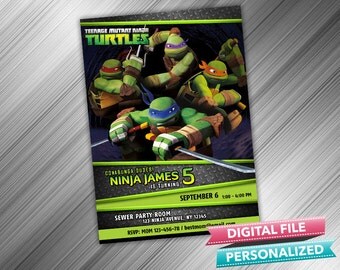 Ninja Turtles Invitation - Turtle Invitation - Teenage Mutant Ninja Turtles Invitation