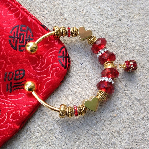 SALE Valentine's Day Bracelet Charm Bracelet Cuff by Colbydesigns