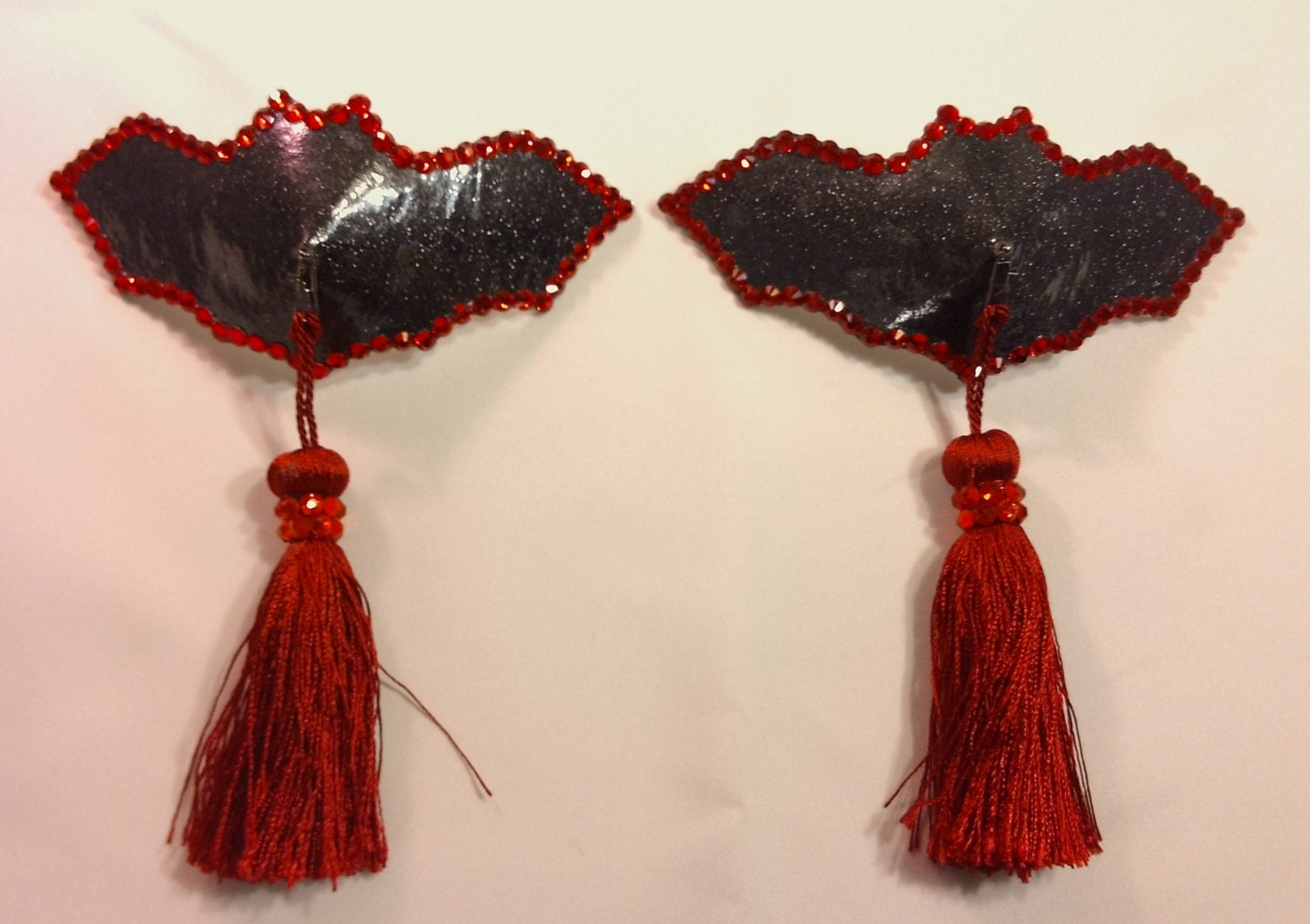 Bat Glitter Pasties with Swivel Tassels by SherryBombDesigns