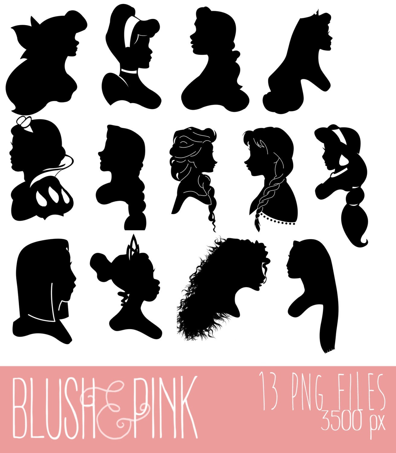 Download Disney Princesses Profile Silhouettes / PNG by ...