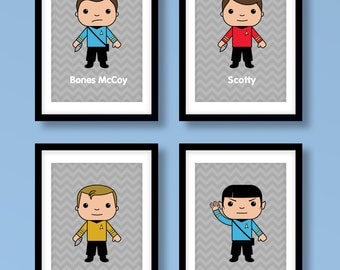 Star Trek inspired wall art, Star Trek wall art, boys wall art, Captain Kirk, Spock, Star Trek print, Star Trek art, Star Trek nursery