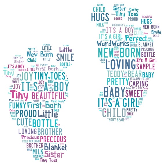 Personalised New Baby Feet word art design by WordArtbyWordWorks
