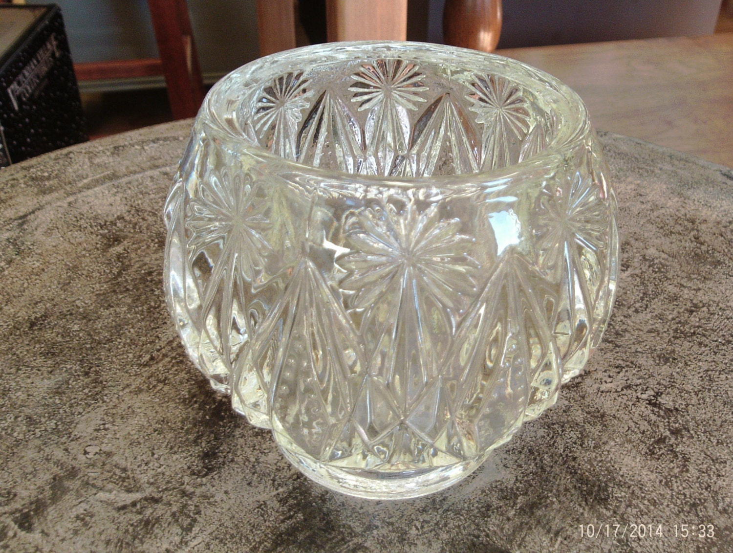 Avon Cut Glass Starburst Candle Holder