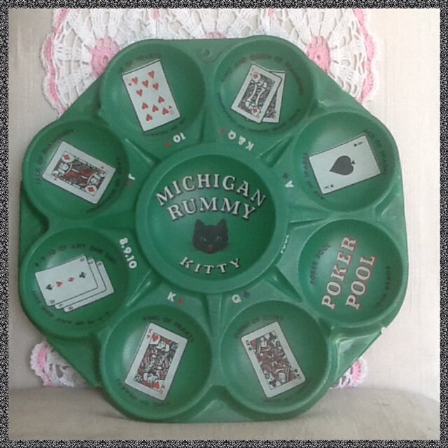 Vintage Transogram Michigan Rummy Kitty Card Game Board Poker