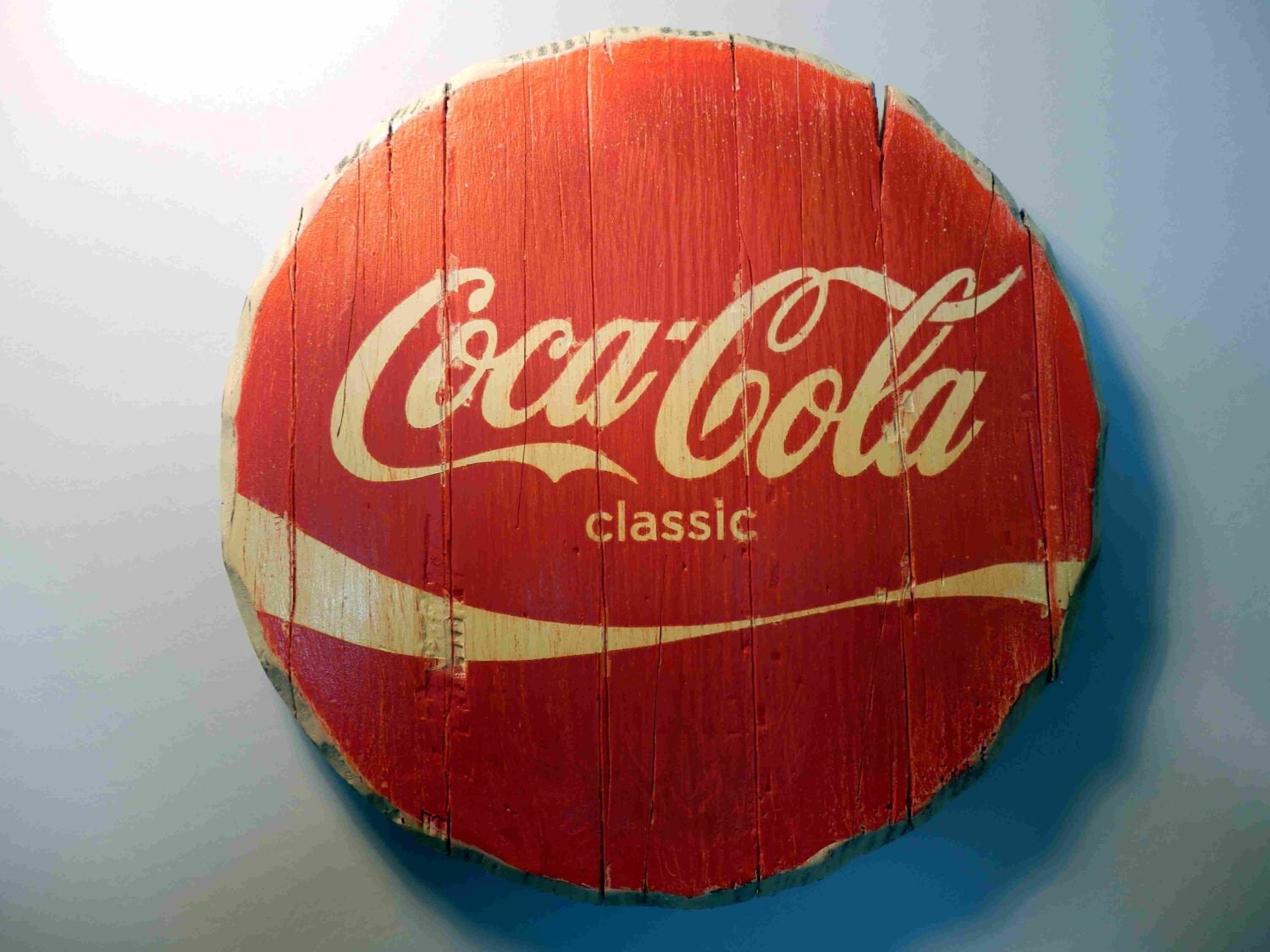 Vintage CocaCola wooden sign weathered look