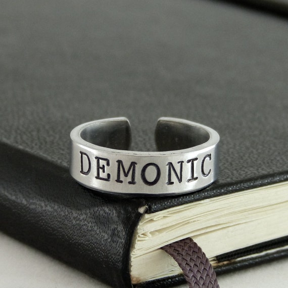 Demonic Ring - Satanic - Death Metal - Inverted Pentacle - Aluminum Ring