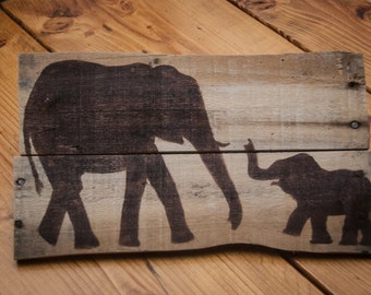 Elephant decor Elephant nursery Elephant home decor Elephant wall decor Pallet art Rustic home decor Childrens art Childrens wall art