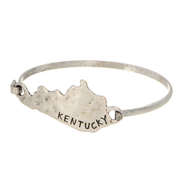 Kentucky Jewelry State Bracelet Hammered by BlueMoonBoutiqueKY