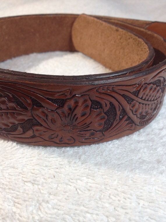 Sheridan style hand carved and tooled western belt style 1.