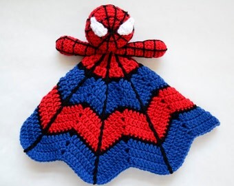 Super Hero Spider Lovey - CROCHET PATTERN instant download - crochet baby blanket pattern - baby gift crochet pattern