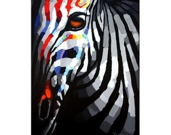 Popular items for zebra oil painting on Etsy