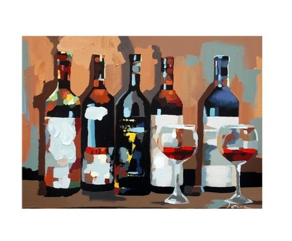 Bottles Oil Painting on Canvas 100% Hand Made by ArtworkOnly