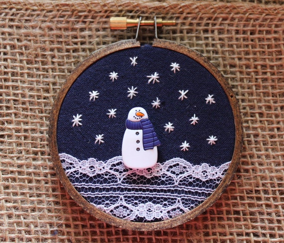 Snowman Ornament, Snowmen, Holiday Decor, Christmas Decor, Decoration, Let It Snow, Snowflakes, Embroidery Hoop, Christmas Ornament