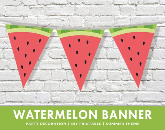 Watermelon Summer Banner Summertime Party Birthday Bunting