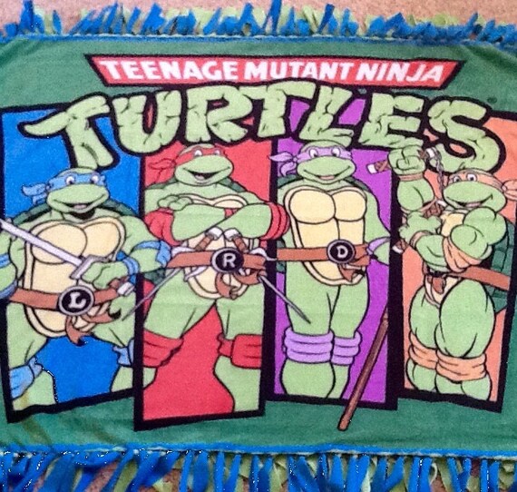 Ninja turtles fleece tie blanket reversible blanket