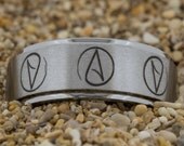 8mm One-Step Pipe Satin Finish Tungsten Carbide Band Atheist Design Ring-Free Inside Engraving And Free US Shipping
