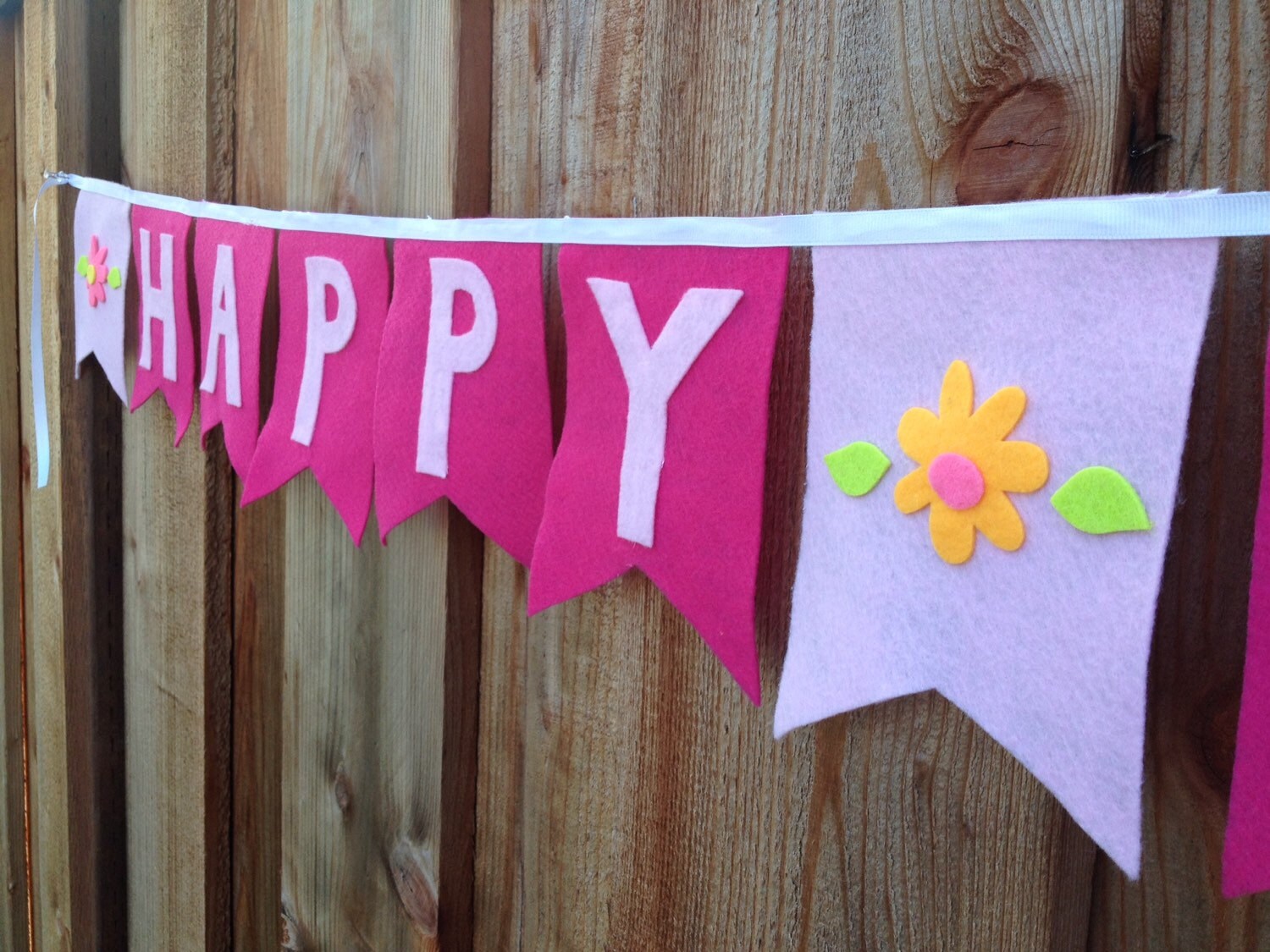 Pink Felt Happy Birthday Banner by PrettyBrittyGoods on Etsy