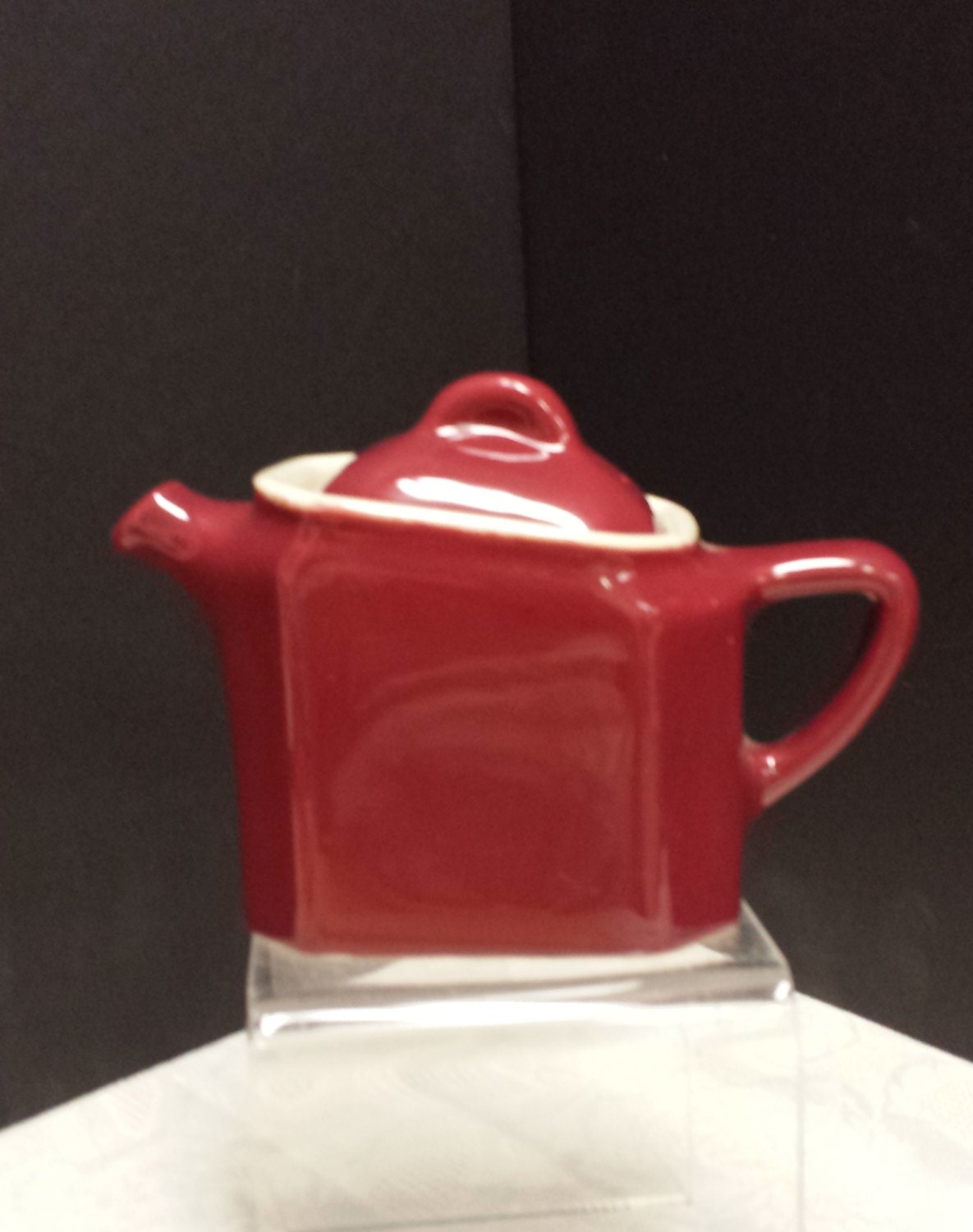 Vintage Individual Teapot; Restaurantware; Burgundy; 1950s; Chefsware