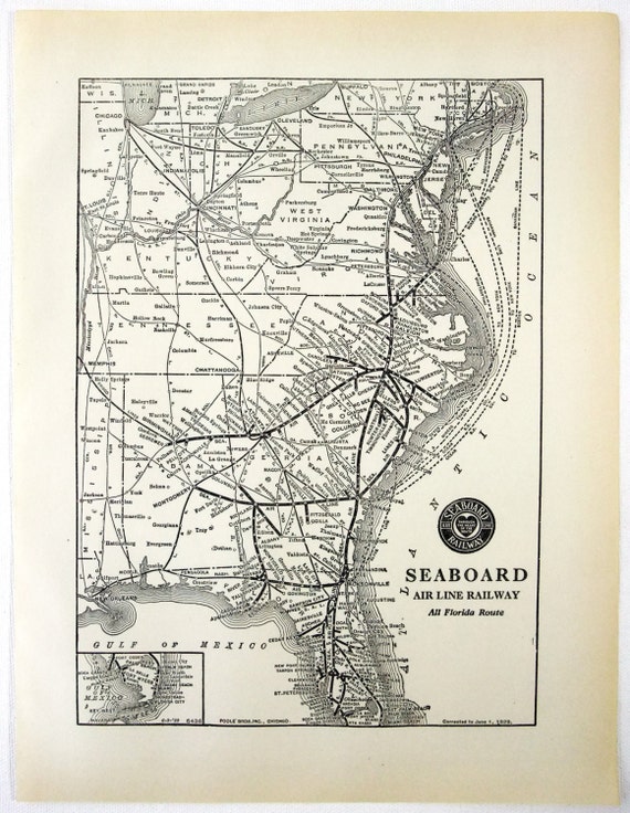 Original 1929 Dated Seaboard Air Line Railway by BooksMapsandStuff