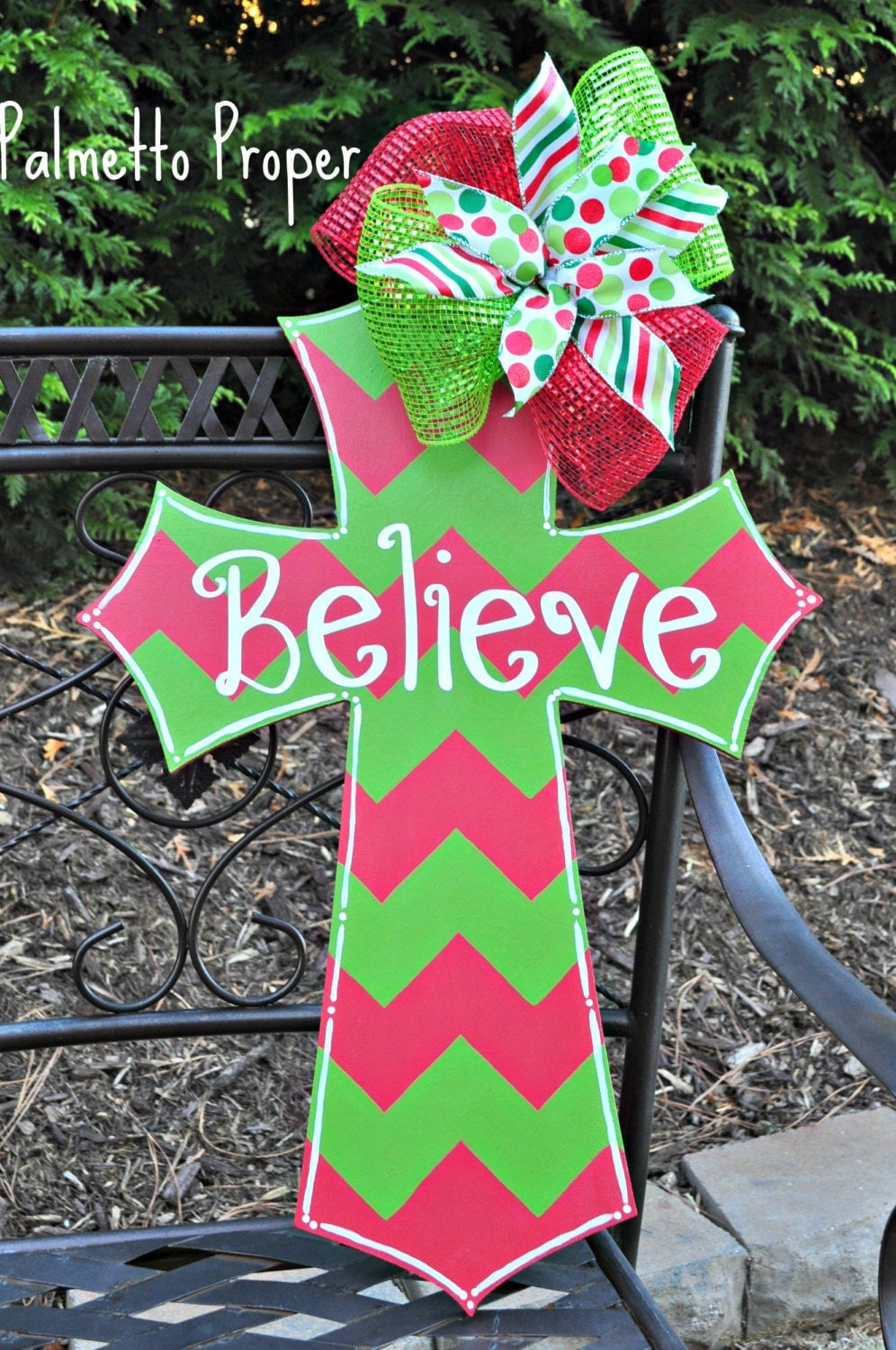 Christmas Cross Wooden Door Hanger