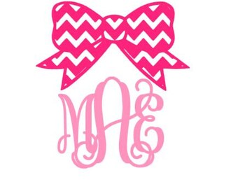 Chevron Bow Monogram instant download cut file - SVG DXF EPS ps studio3 studio (monogram font sold separately)