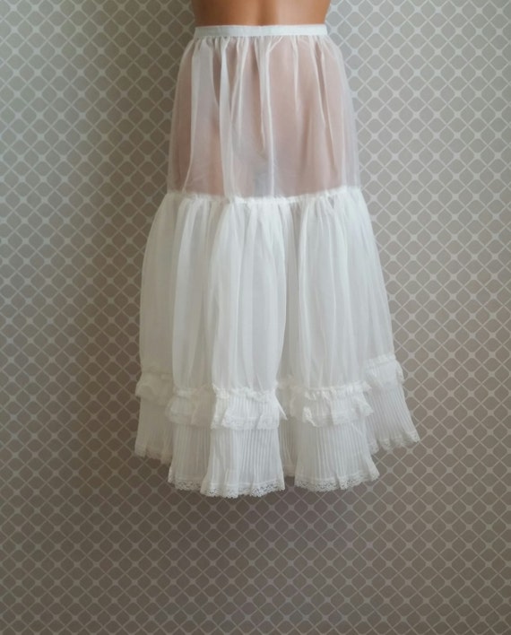 SALE Vintage Chiffon Crinoline 50s White Half Slip Petticoat