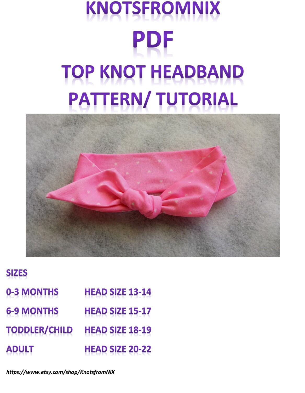 Knot headband PatternPDF PatternHead wrap PatternTop