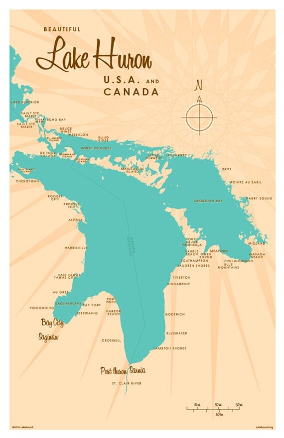 Lake Huron Map Print