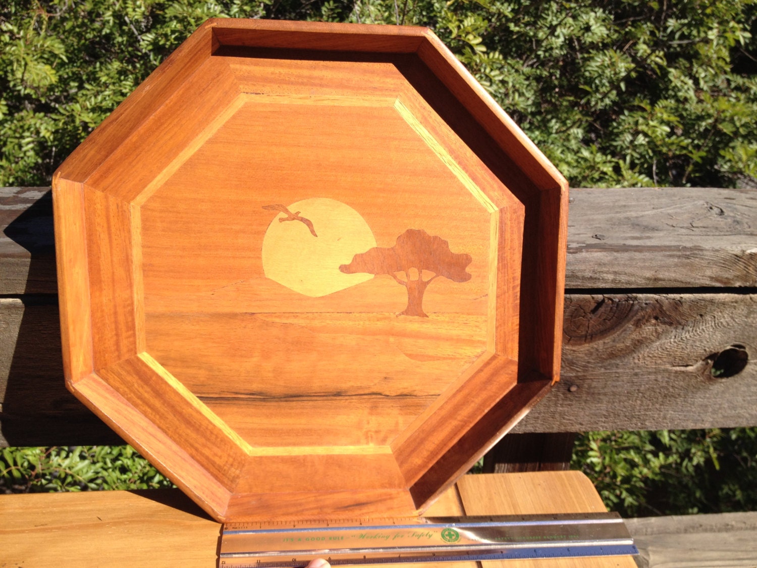 Wall Hanging Art, OOAK Wooden Tray, Vintage Wood Plate, Rustic Decor