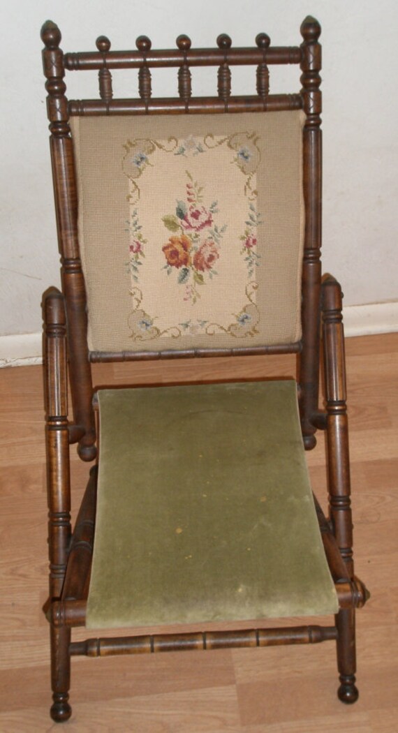 Antique Victorian Folding Carpet Chair